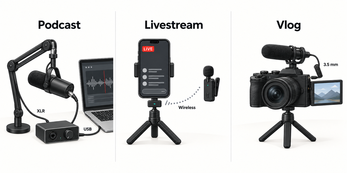 Podcasts. Livestreams. Vlogs.