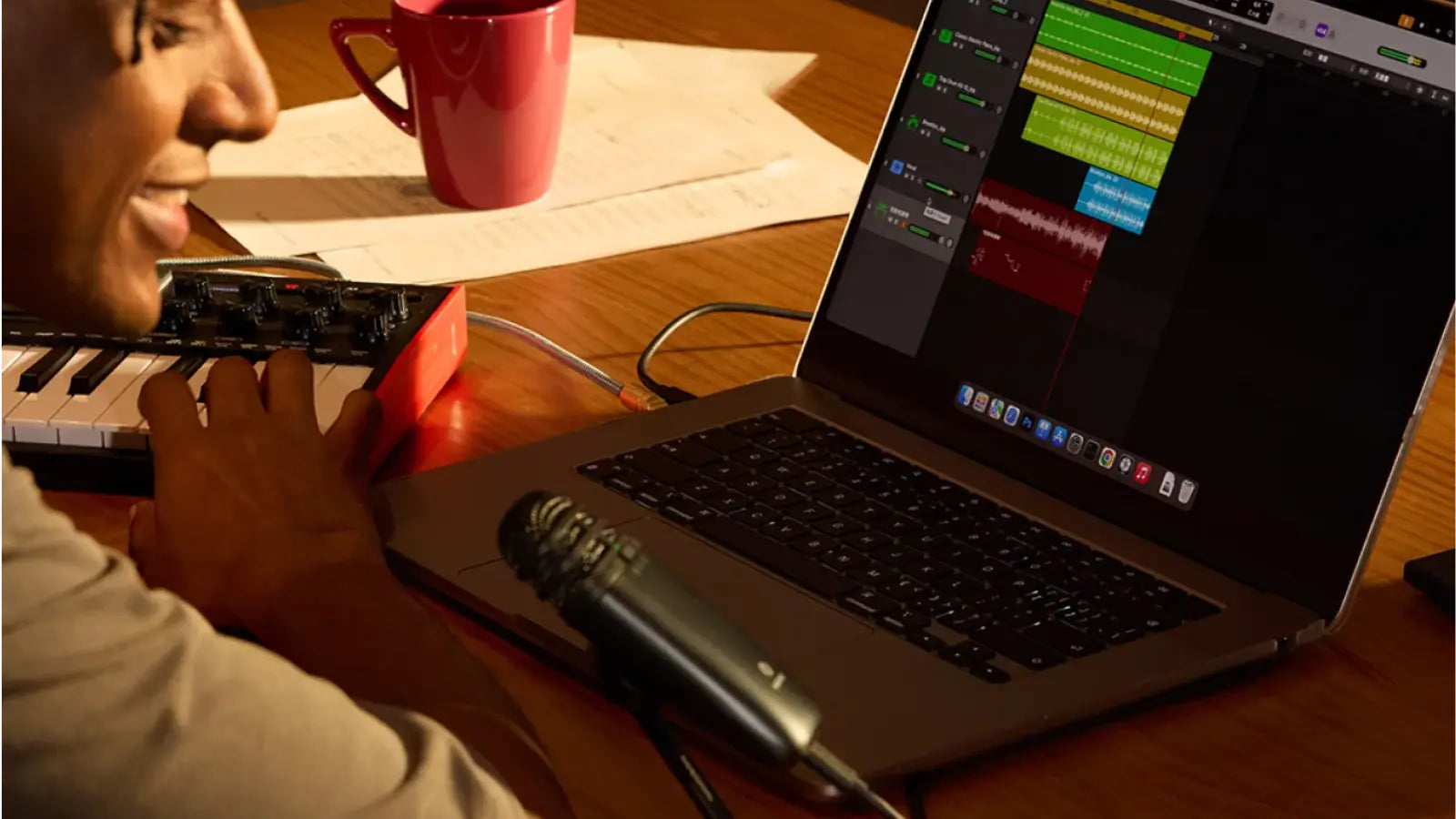 Beginner recording music with HISONG AirStudio S1, wireless earbuds, and a smartphone